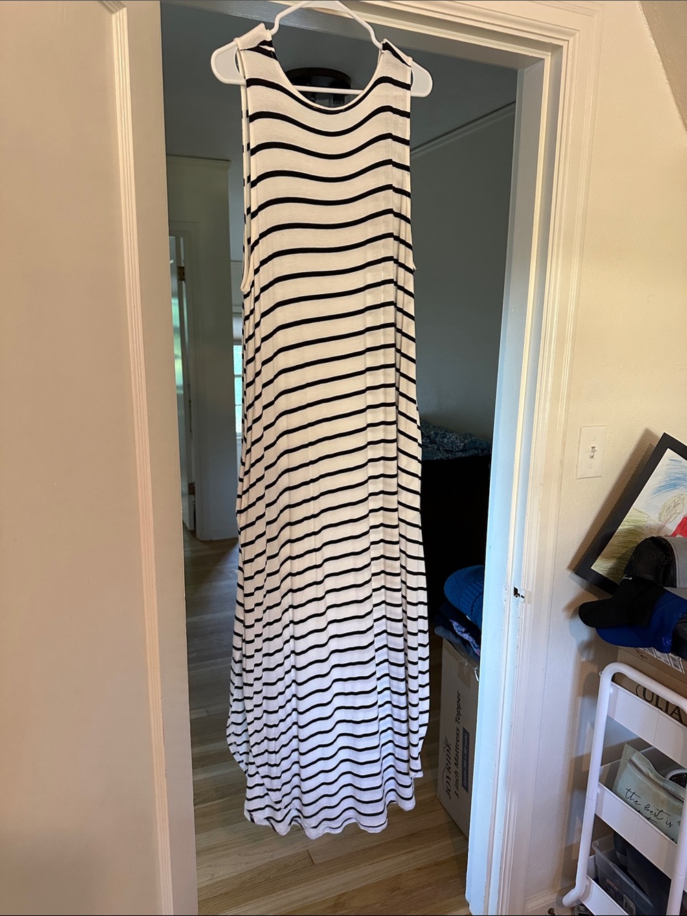 Zenana Outfitters White and Black Striped dress - XL